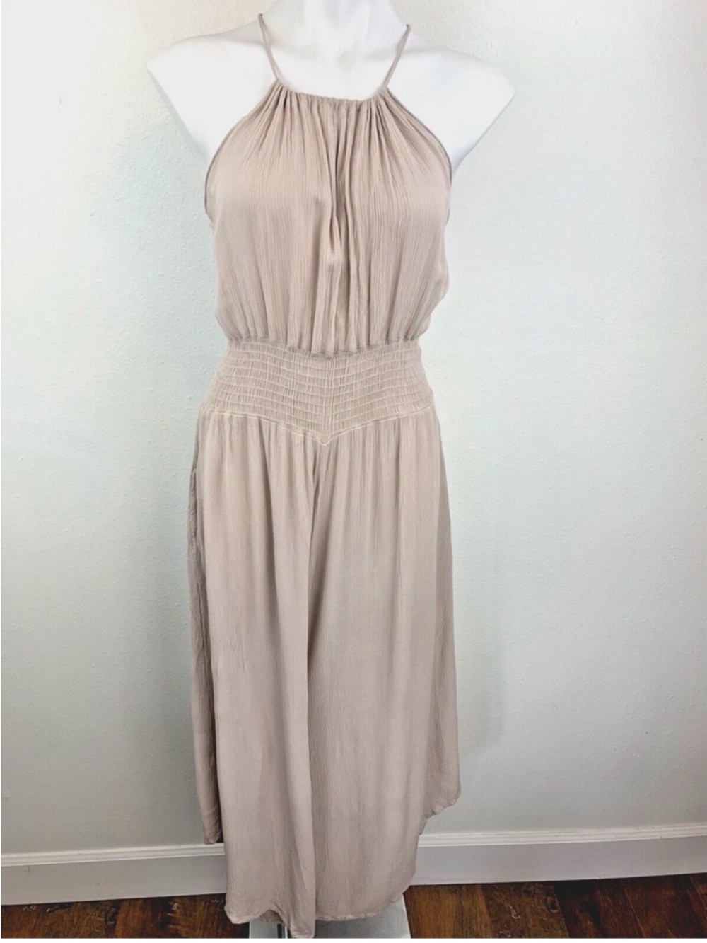 Mahina Nude Pleated Jumpsuit